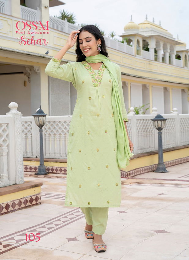 Ossm Sehar Mal Jacquard Dobby Kurti Bottom With Dupatta Collection